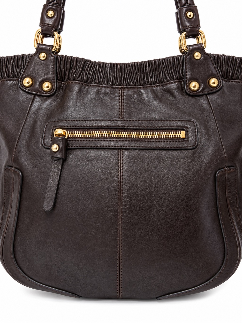 Stuart Weitzman Collection Glove Leather Tote Brown Woven Handles Vintage bag - Picture 4 of 16